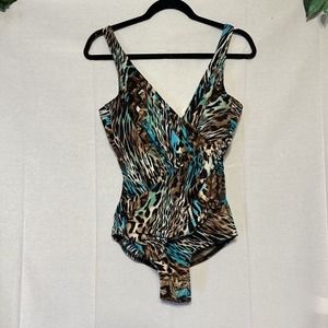 MIRACLESUIT CHARMING CHEETAH OCEANUS ONE PIECE SWIMSUIT SIZE SMALL